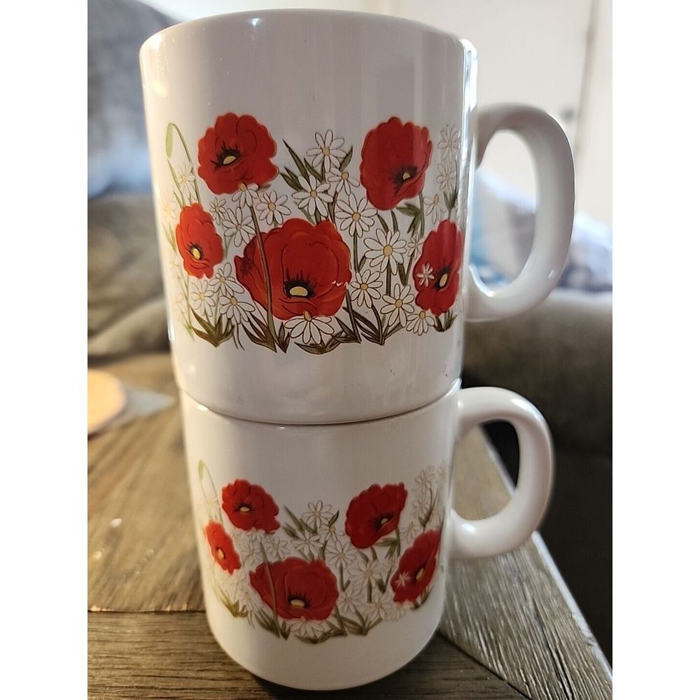 Set Of Two Poppy Coffee Cups